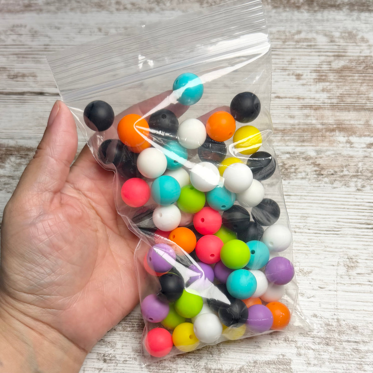 DESTASH PRICED - 15mm solid color silicone beads mix (70 count)