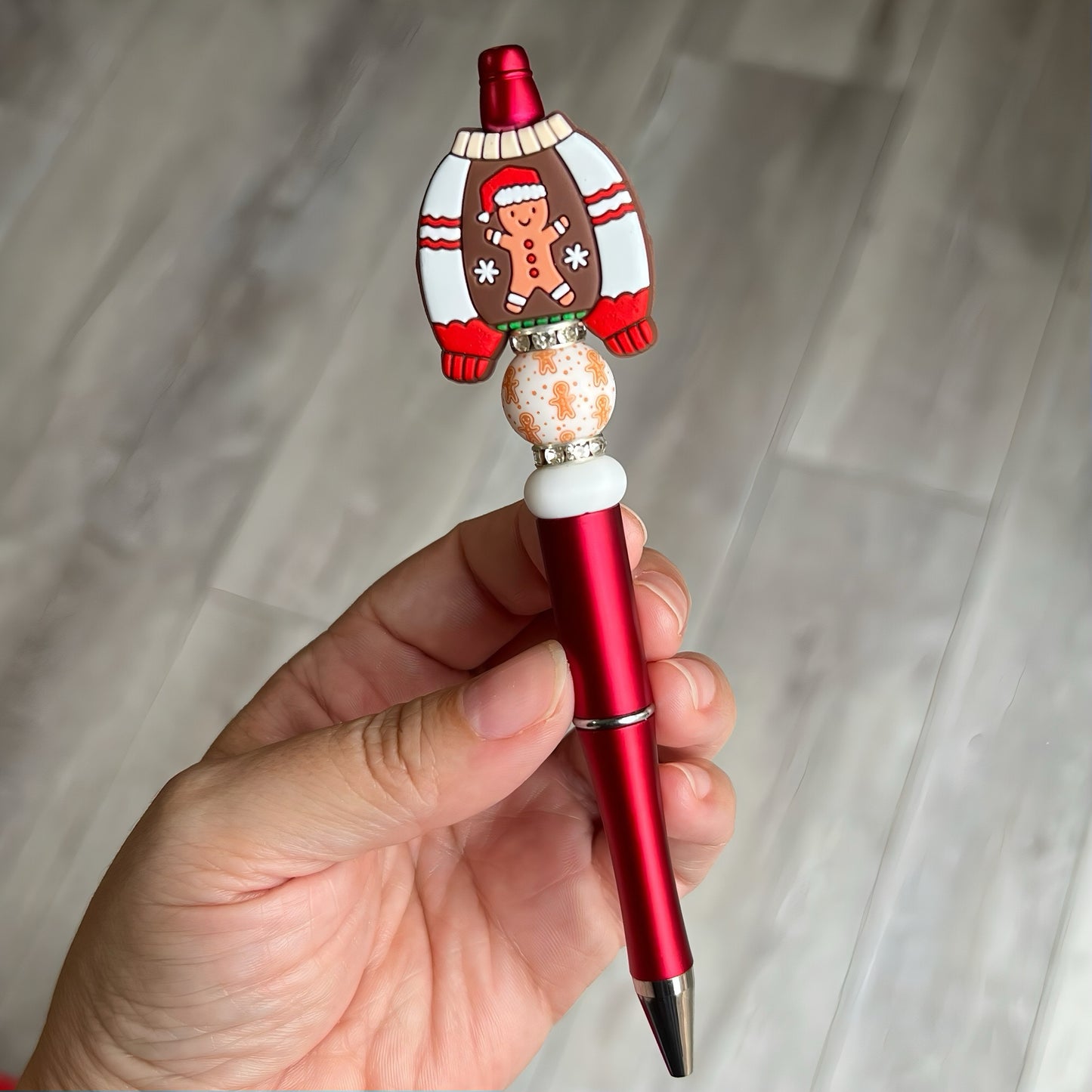 Gingerbread Christmas sweater ~ refillable ballpoint pen