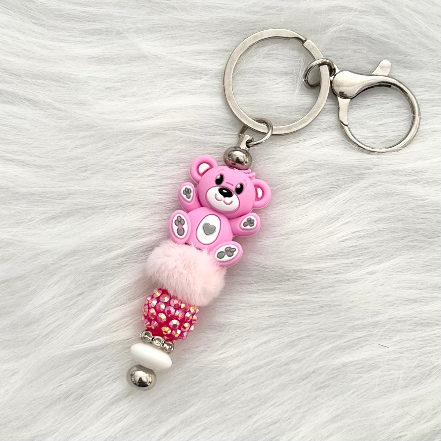 Magenta Bear ~ bar keychain