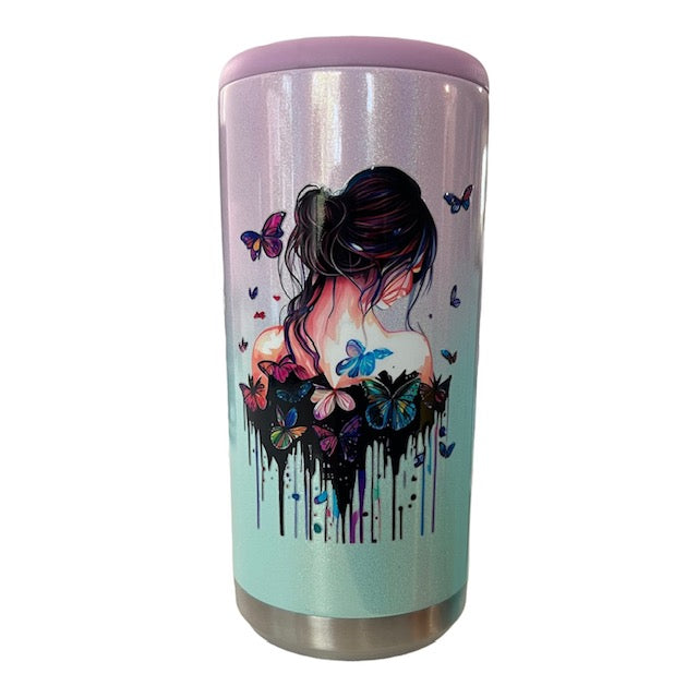Butterfly Girl - 12oz skinny can cooler