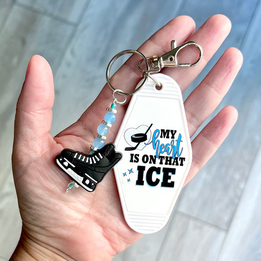 My heart is on that ice - motel key keychain