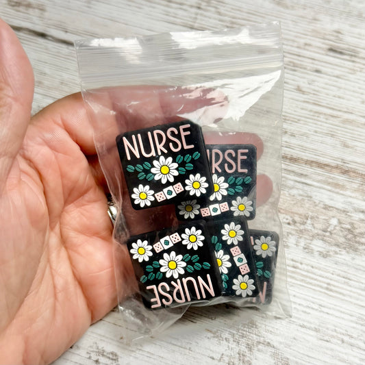 DESTASH PRICED - Nurse silicone focal beads (5 count)