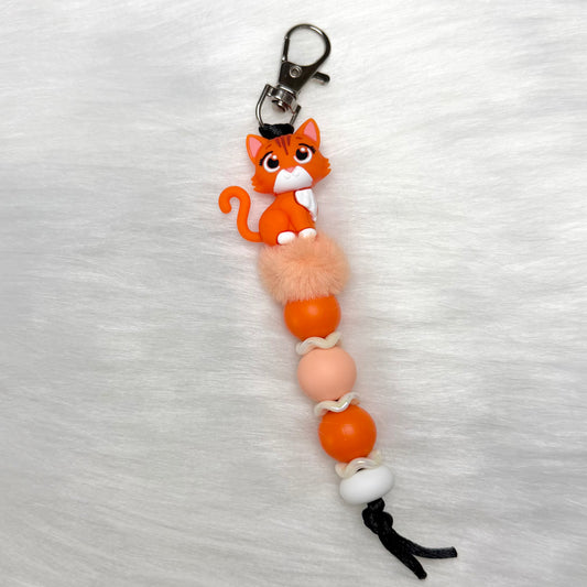 ORANGE CAT KEYCHAIN/ZIPPER PULL