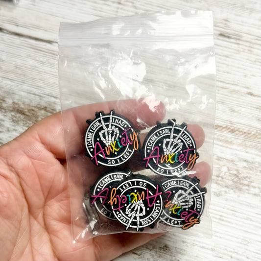 DESTASH PRICED - Anxiety silicone focal beads (5 count)