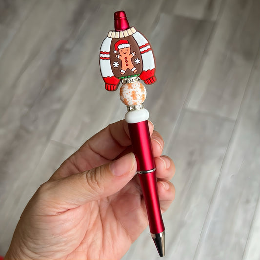 Gingerbread Christmas sweater ~ refillable ballpoint pen