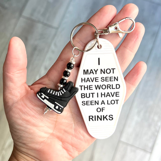 I may not have seen the world but I have seen a lot of rinks - motel key keychain