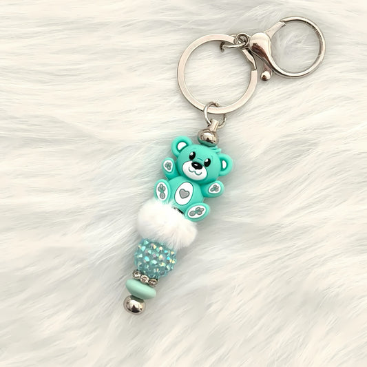 Turquoise Bear ~ bar keychain