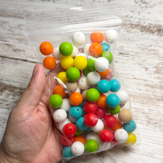 DESTASH PRICED - 15mm solid color silicone beads mix (70 count)