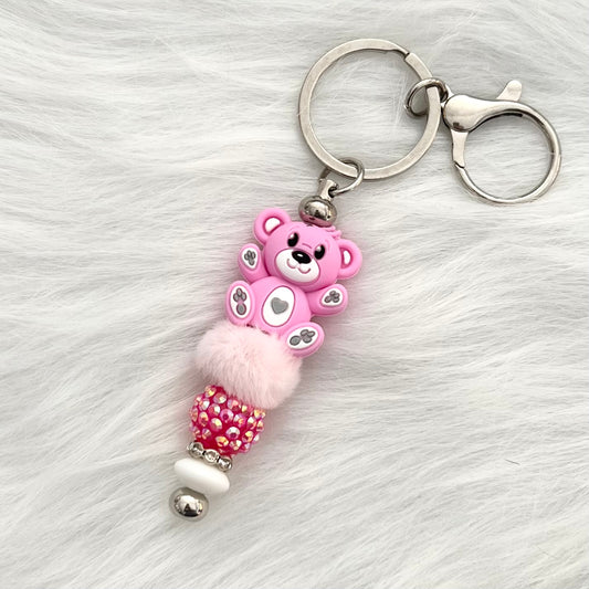 Magenta Bear ~ bar keychain