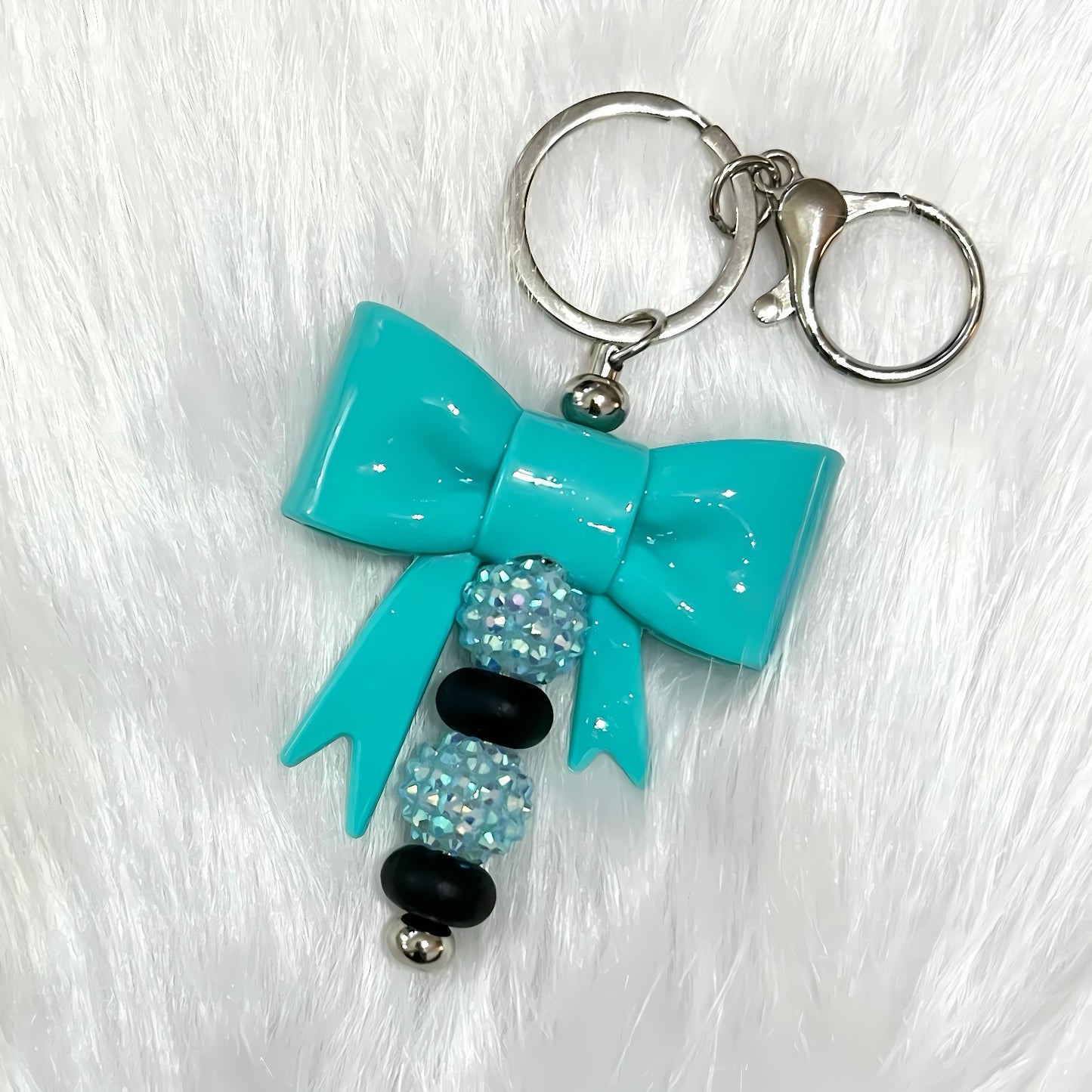 Turquoise Bow ~ bar keychain
