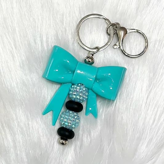Turquoise Bow ~ bar keychain