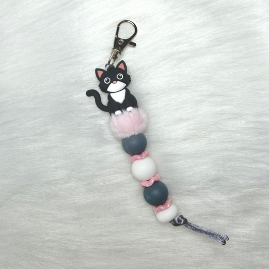 DARK GRAY CAT KEYCHAIN/ZIPPER PULL